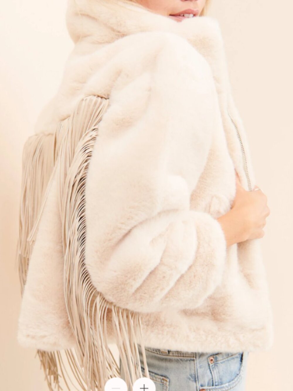 NEW FREE PEOPLE Blue Revival Fringe Faux Fur Bomber Jacket Coat size 1X